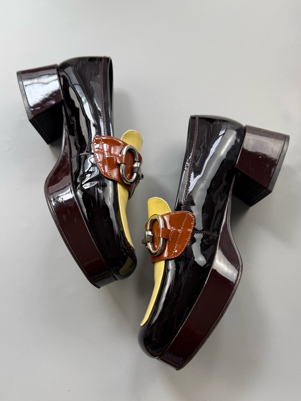 Jeffrey Campbell Student-2 Horsebit Platform Loafers Patent Multi Women 9.5